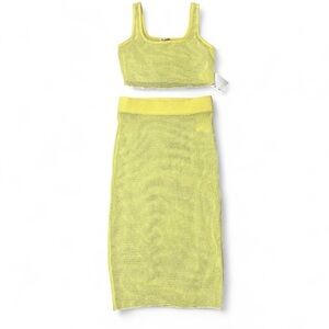 Yellow Knit Midi Skirt - Women's Summer Style